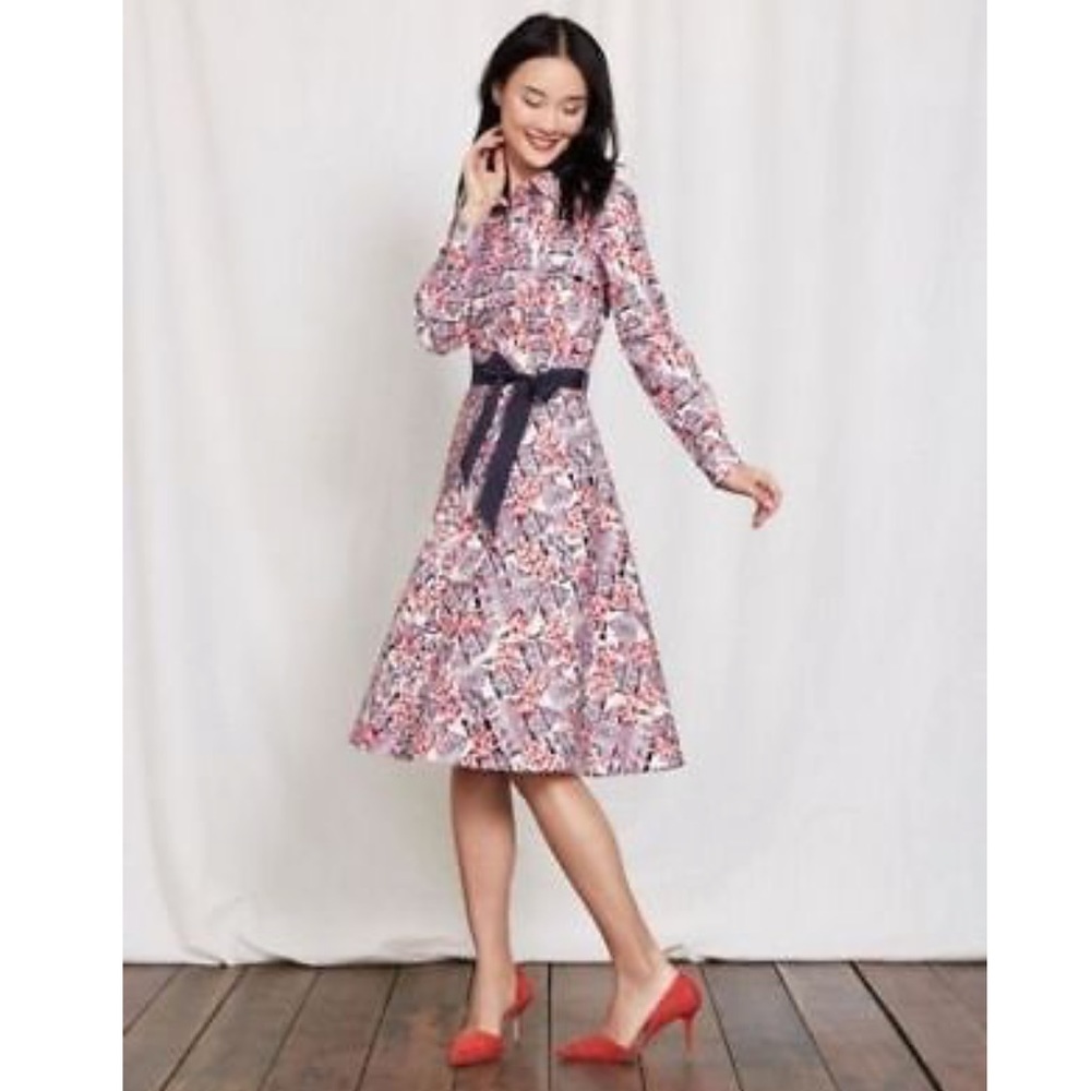 Boden Posey Shirtdress Pink Print Size 8 Women’s